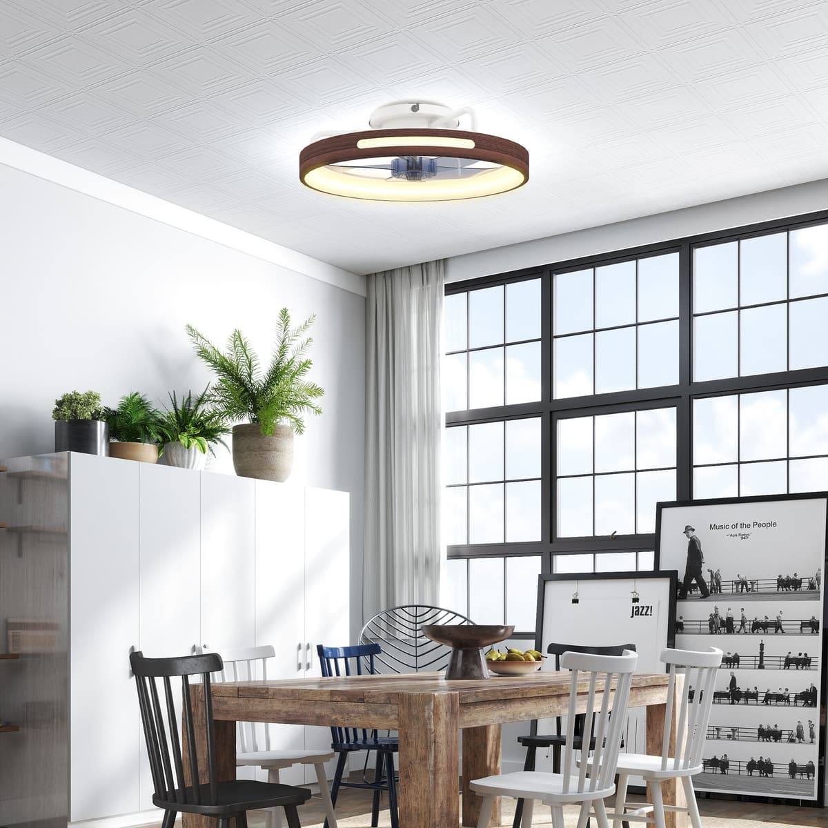 Homcom Ventilatore da Soffitto con Luce LED 40 W Motore DC Reversibile Telecomando 6 Velocità 3 Colori Timer Teak   Aosom Italy