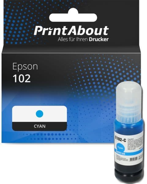 PrintAbout Druckerpatrone kompatibel mit Epson 102 (T03R240) - Cyan