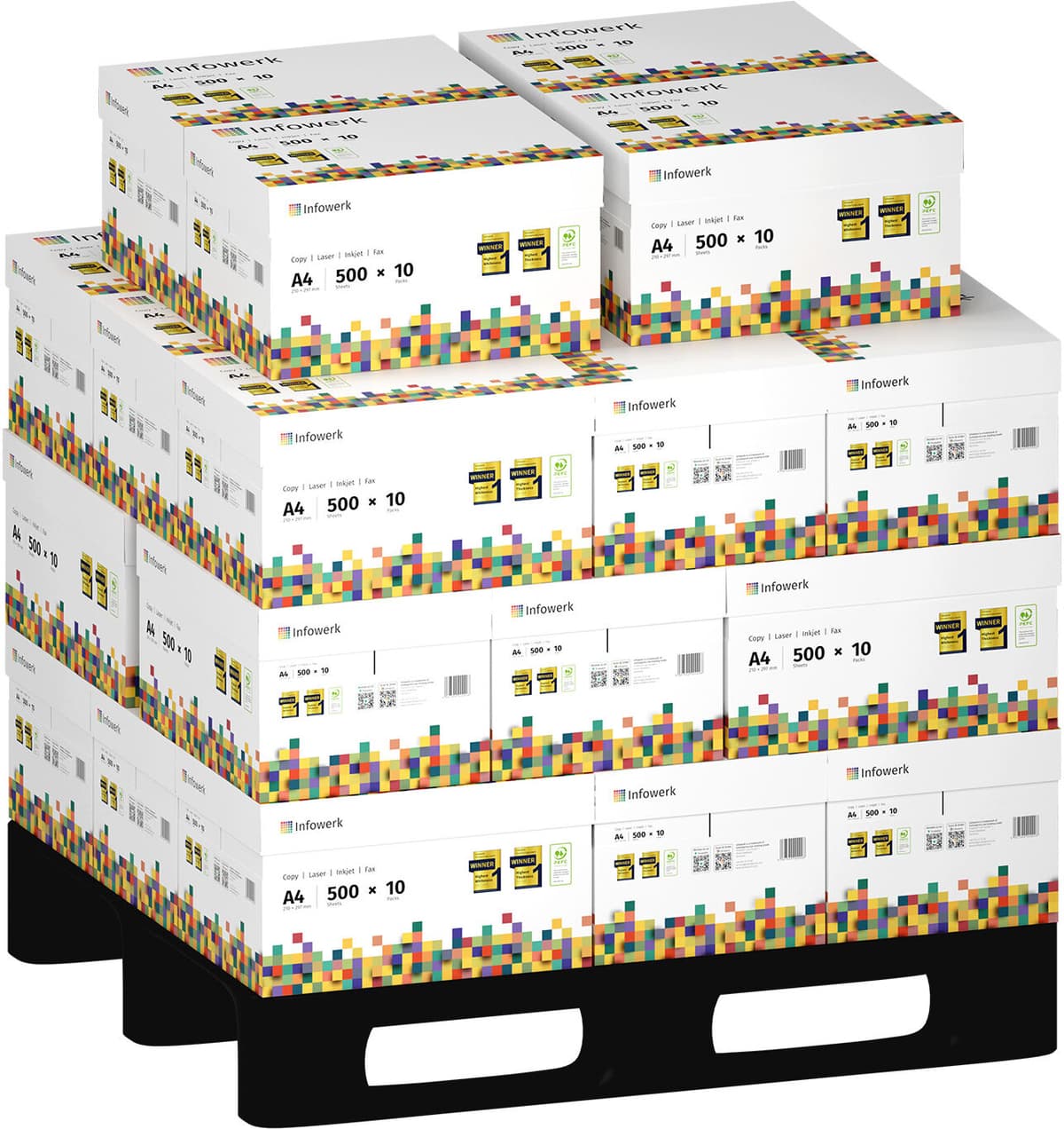 Infowerk Papel de impresora Papel de copia 125000 hojas 25 x 5000 A4 Premium blanco brillante CIE 160 Certificado por el PEFC