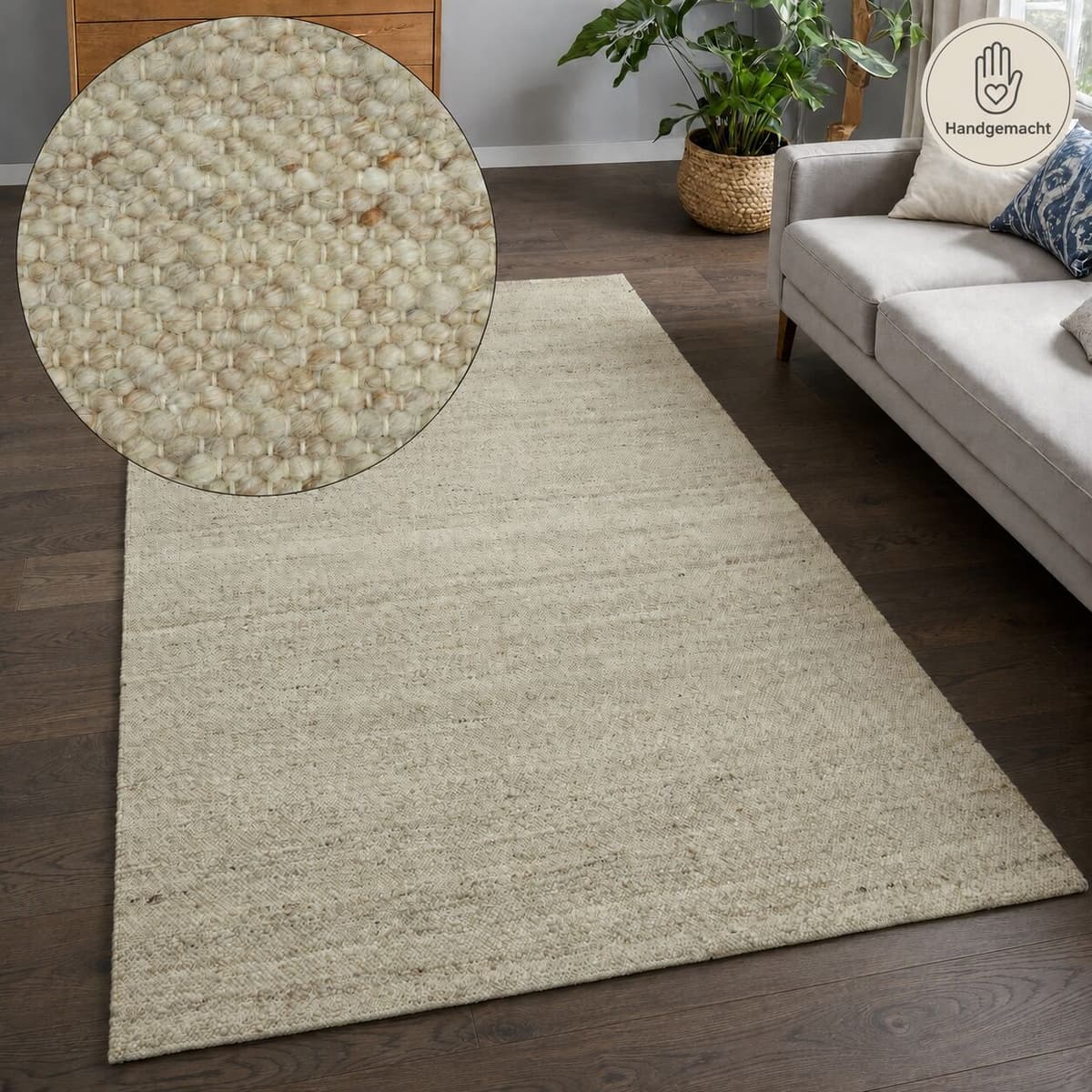 Teppich GOODPRODUCT "Naddia, Webstruktur, Naturtöne", beige (natur), B:240cm H:9mm L:320cm, Baumwolle, Kunstfaser, Wolle, Teppiche, Teppich, Zeitloses Design, meliert, Wohnzimmer, Schlafzimmer, Esszimmer natur B : 240cm 1 Stk., 9mm, L: 320cm