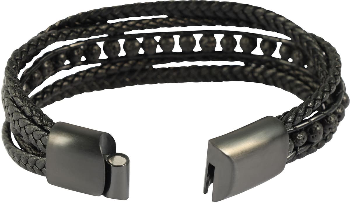 Lederarmband ADELIA´S "Herren Armband ¿ Lederarmband aus Leder 17 cm" Gr. 17, schwarz, Armbänder, Herren, Blacklist, Lederarmband