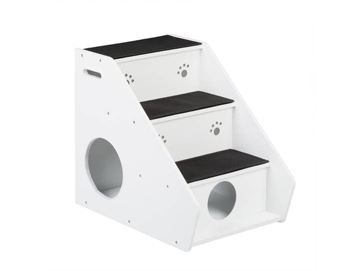 Hundetreppe mit 3 Stufen Weiss-Schwarz