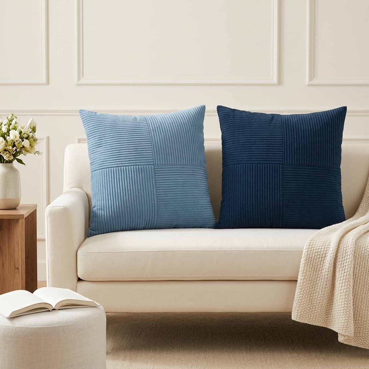 vidaXL Capa almofada 6 pcs ALMELO Azul 55 x 55 cm cordão Azul