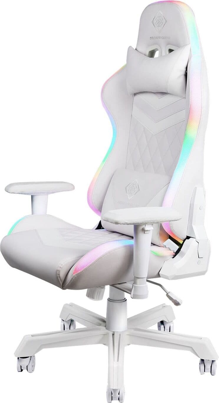 Deltaco Gaming GAM-080-W, Universal-Gamingstuhl, 120 kg, Gepolsterter, ausgestopfter Sitz, Gepolsterte, ausgestopfte Rückenlehne, 185 cm, Weiß