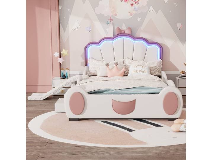 Lit Superposé Enfant 90x200 Cm Avec Toboggan\, Grande Tiroir Sur Roulettes\, Échelle 3 Marches\, Toit Et Fenêtres\, Blanc