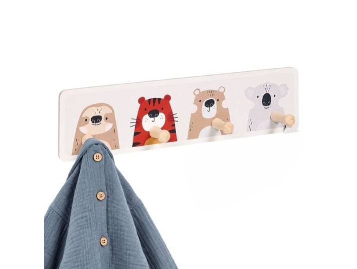 Relaxdays Kinderkapstok 4 haken, 10 x 38 cm