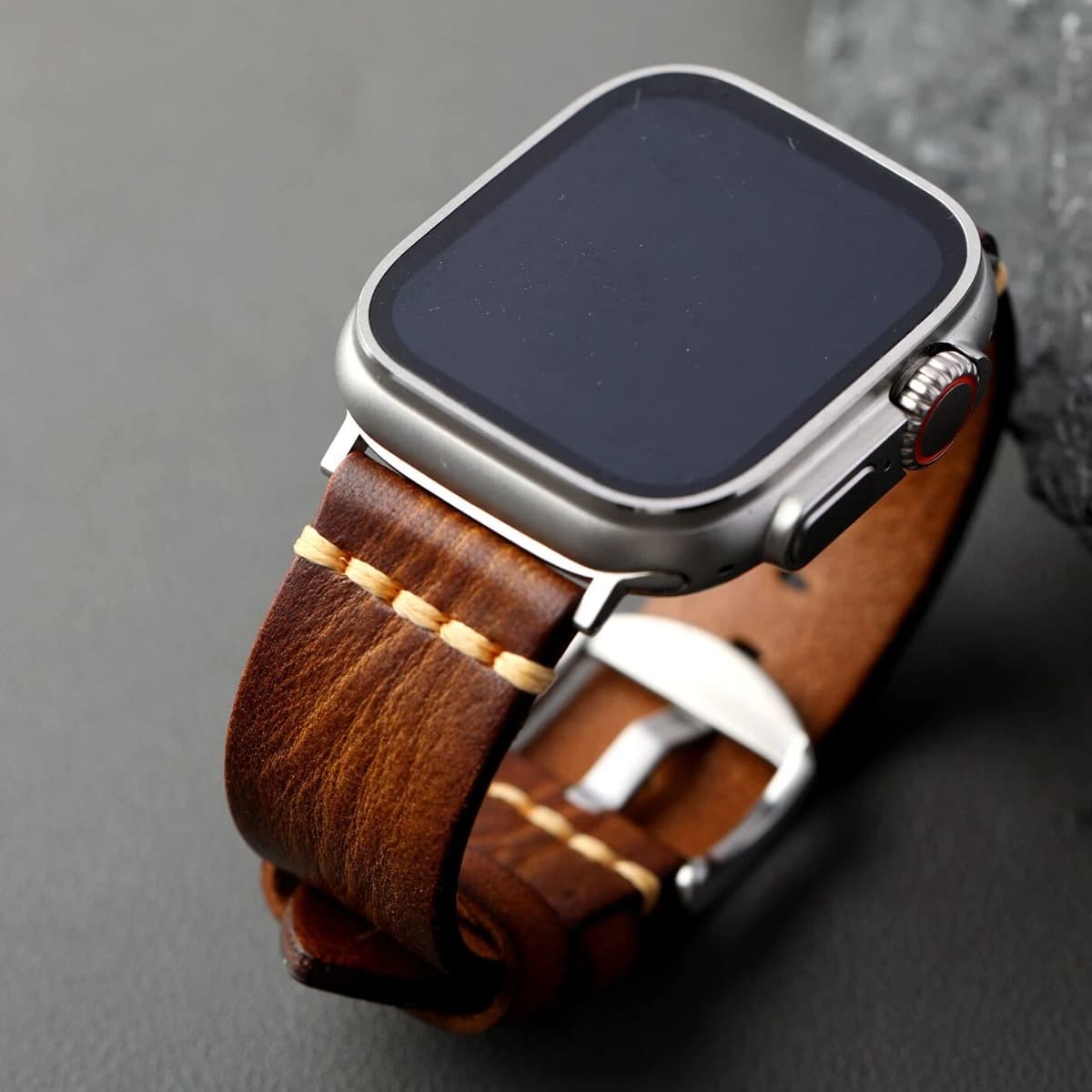 Raystray Handmade top layer cowhide strap, compatible with Apple Watch 49MM 46MM 45MM 44MM genuine leather strap Ultra S10 men watchband