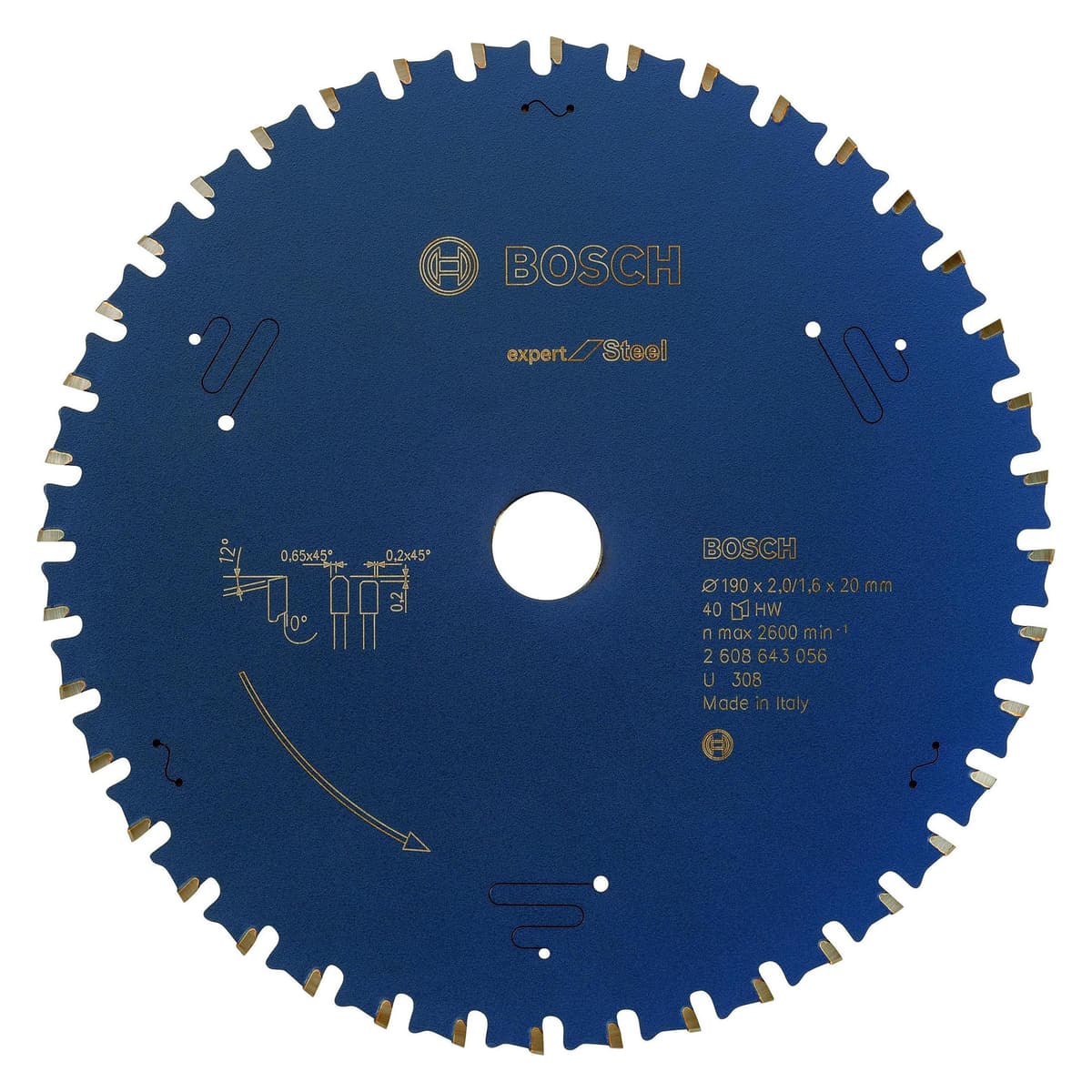 Bosch Professional Zubehör Kreissägeblatt Expert for Steel, 190 x 20 x 2,0 mm, 40 (2608643056)
