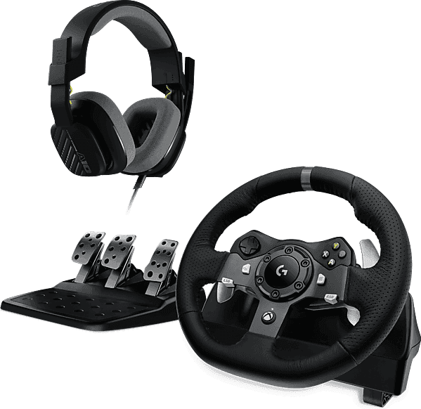 Volante - Combo Logitech G G920 + Auriculares gaming ASTRO A10, Xbox/PC, Force Feedback, Pedales ajustables, Giro 900°, Micrófono volteable, Negro