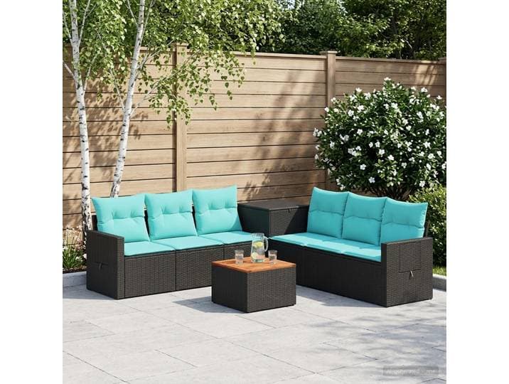 vidaXL Sofa Set 8 stk. Schwarz und Blau 55 x 55 x 37 cm