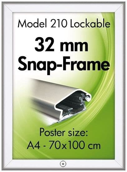 DSI Alu Plakatramme M/ Lås, Snap-Frame, A4, Sølv