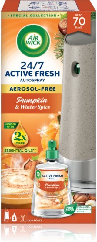Air Wick Active Fresh Pumpkin & Winter Spice automatischer Lufterfrischer mit Nachfüllpackung 228 ml