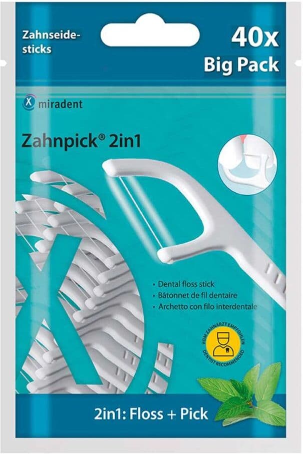 Miradent Zahnpick Zahnseide 2in1 Minze 40stk
