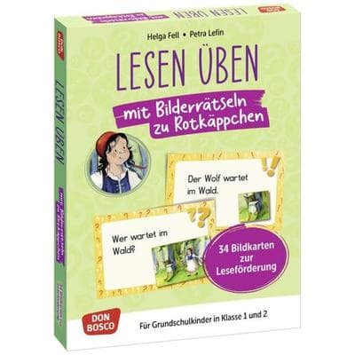 Lesen üben mit Bilderrätseln zu Rotkäppchen. 34 Bildkarten zur Leseförderung