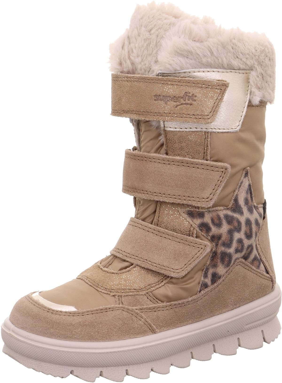 Winterstiefel SUPERFIT "FLAVIA, WMS: mittel", Mädchen, Gr. 31, Warmfutter, beige (braun, beige), Leder, Textil, Veloursleder, Schuhe Winterstiefel, Snowboots mit wasserdichter GORE-TEX, Größenschablone zum Download, Topseller