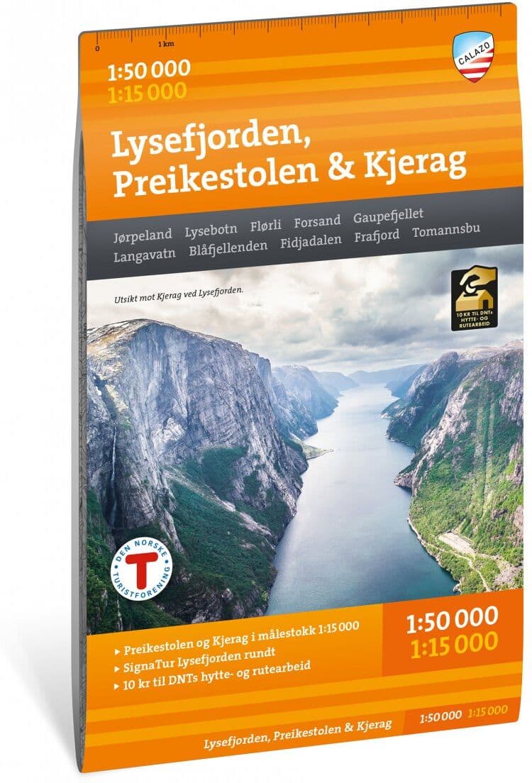 Calazo förlag Lysefjorden, Preikestolen & Kjerag 1:50 000 Hiking map 1:50 000