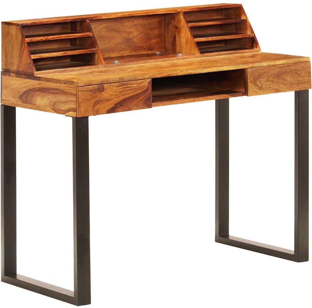 vidaXL Bureau 110x50x94 cm Bois solide de Sesham et acier