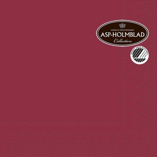 ASP-Holmblad Middagsserviet, 3-Lags, Rød, 20 Stk.