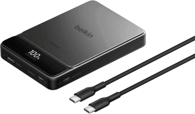Powerbank - Belkin BPB044HQBK, 10000 mAh, 1x USB-A, 2x USB-C, 60W, Negro
