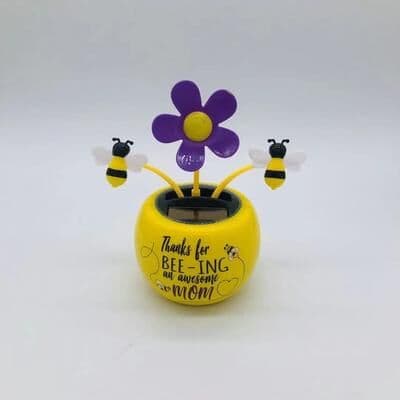 Uplift Treasures Solar Powered Sunflower Bee Car Ornament little Bee
