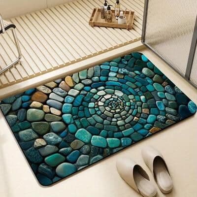 LightInthebox Quick Dry Absorbent Non Slip Bath Mat Bathroom Shower Floor Mat for Tub Sink Entryway Diatomaceous Earth 20 x 31 inch