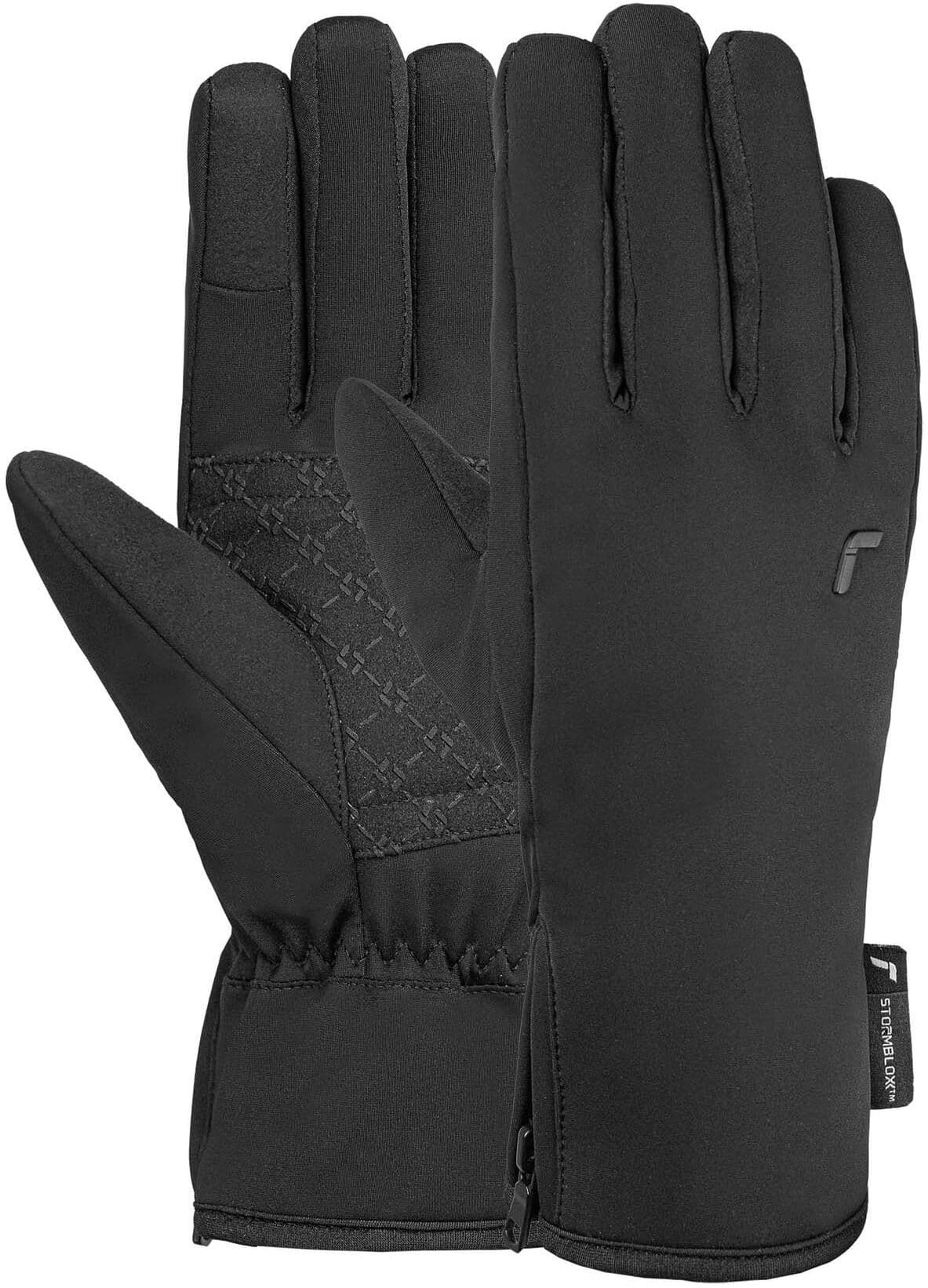 Skihandschuhe REUSCH "Loredana STORMBLOXX™ TOUCH-TEC", Damen, Gr. 8, schwarz, 22% Polyamid, 3% Lederimitat, 4% Elasthan, 71% Polyester, Handschuhe, mit atmungsaktiver Funktion
