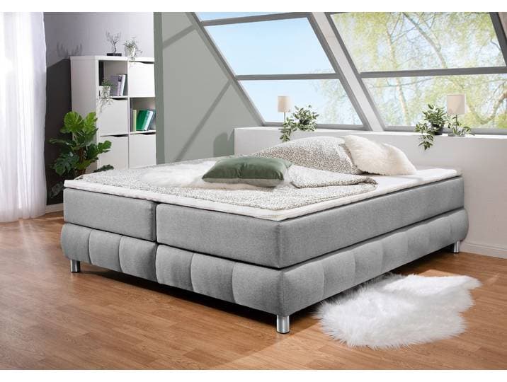 Boxspringbett HOME AFFAIRE Salo , grau, B:166cm L:226cm, Komplettbetten, Boxspringbett, Ohne Kopfteil, inkl. Topper, auch in Überlänge 220 cm