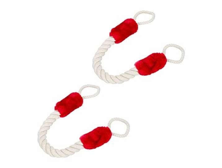 Relaxdays Butoir de porte\, lot de 2\, arrêt\, sécurité\, 60cm\, anti-pincement pour enfants & animaux\, crème\, rouge