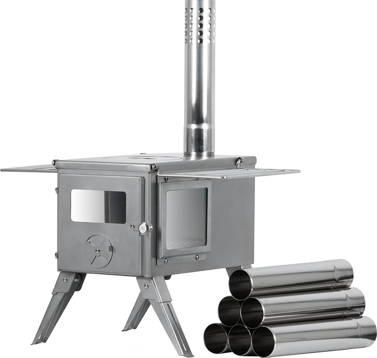 CampFeuer roestvrijstalen tentoven voor tentverwarming, B/D/H: 51,5 x 42 x 216 cm