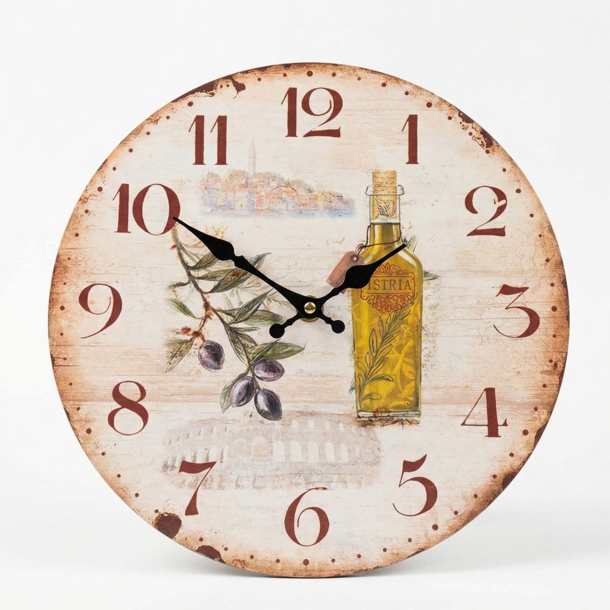 Wanduhr AMBIENTE HAUS "Wanduhr - Istria - 28 cm", beige (natur), B:28cm H:28cm T:5cm, Wanduhren, Wanduhr