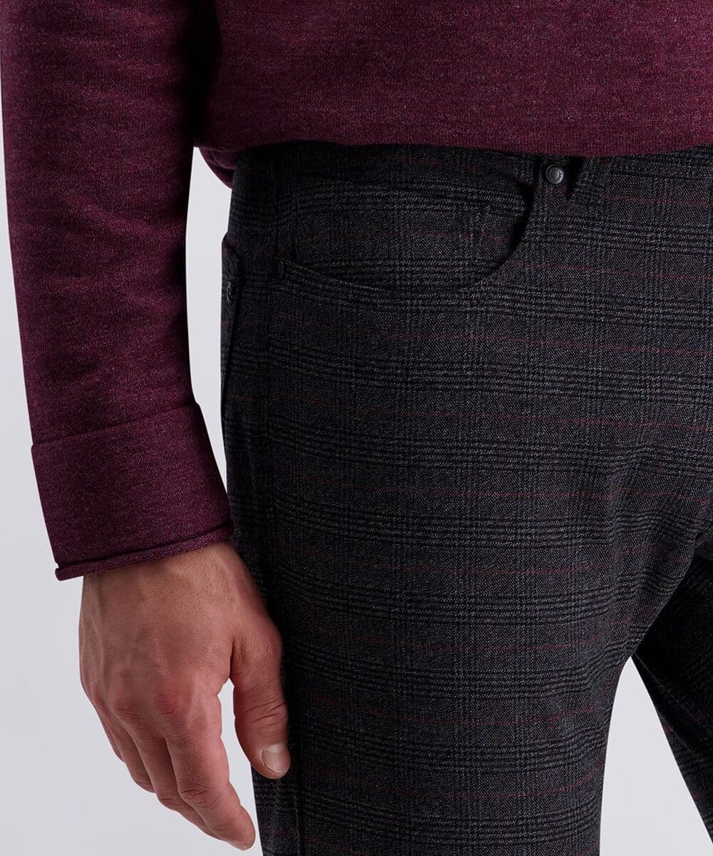 5-Pocket-Hose PIERRE CARDIN "PC-Lyon", Herren, Gr. 33, Länge 34, grau (anthrazit), Web, Obermaterial: 48% Baumwolle, 48% Viskose, 4% Elasthan, lang, Hosen 5-Pocket-Hose, fein gemusterst