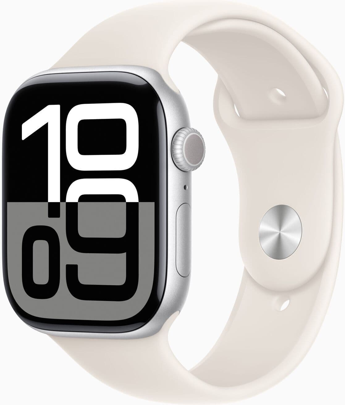 Apple Watch Series 10 Aluminium 46 mm (2024)   GPS   Srebrny   Pasek sportowy M/L   Księżycowa Poświata - Refurbished