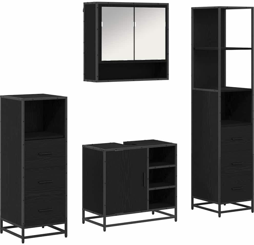vidaXL Ensemble de mobilier de salle de bain 4 pc Chêne noir