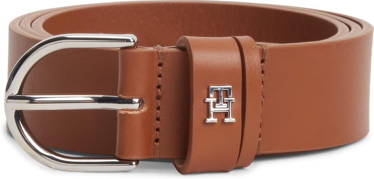 Ledergürtel TOMMY HILFIGER "ESSENTIAL EFFORTLESS", Damen, Gr. 95, braun (cognac), Obermaterial: 100% Rindsleder, Gürtel Ledergürtel cognac 95