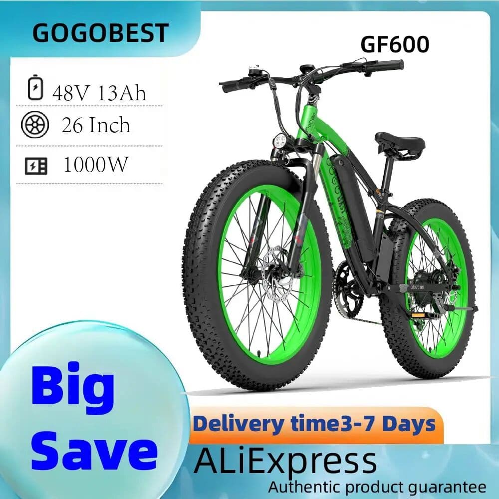 NONE 1000W Motor Men's E-Mountain Bike 48V 624WH Battery,26 Inch Fat Tire Men's Electric Bike Gogobest GF600 Adult Electric Bicycle