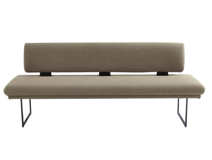 Polsterbank K+W KOMFORT & WOHNEN Longbeach , beige (sand), B:224cm H:89cm T:71cm, Sitzbänke, Polsterbank, mit Metallkufen in schwarz Struktur, in der Breite 204cm oder 224cm