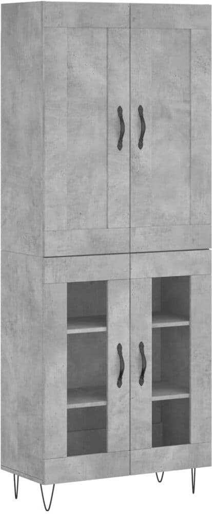 vidaXL Buffet haut Gris béton 69,5x34x180 cm Bois d'ingénierie