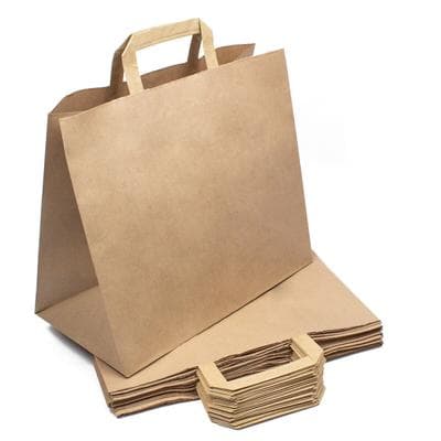 DayBays 2000 Stk. Papiertüten 32+17x27 cm Braun mit Flachhenkel