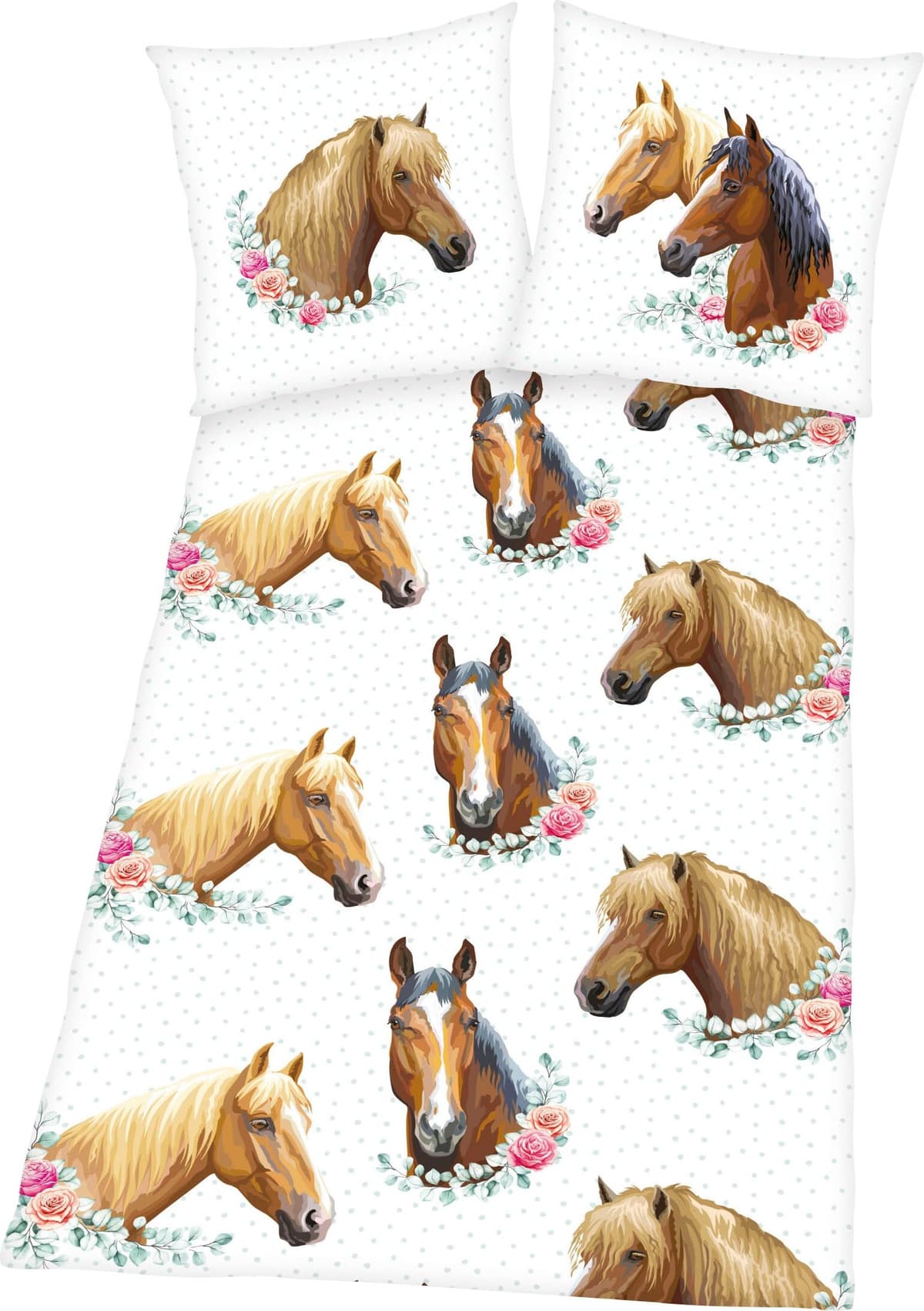 Bettwäsche "Pferd", bunt, B/L: 135cm x 200cm, 1 Stk., 1 Stk., Renforcé, B/L: 80cm x 80cm, Renforcé, Obermaterial: 100% Baumwolle, HERDING YOUNG COLLECTION, Bettwäsche, Bettwäsche, mit tollem Pferde Motiv bunt B/L: 135cm x 200cm, 1 Stk., 1 Stk., Renforcé, 