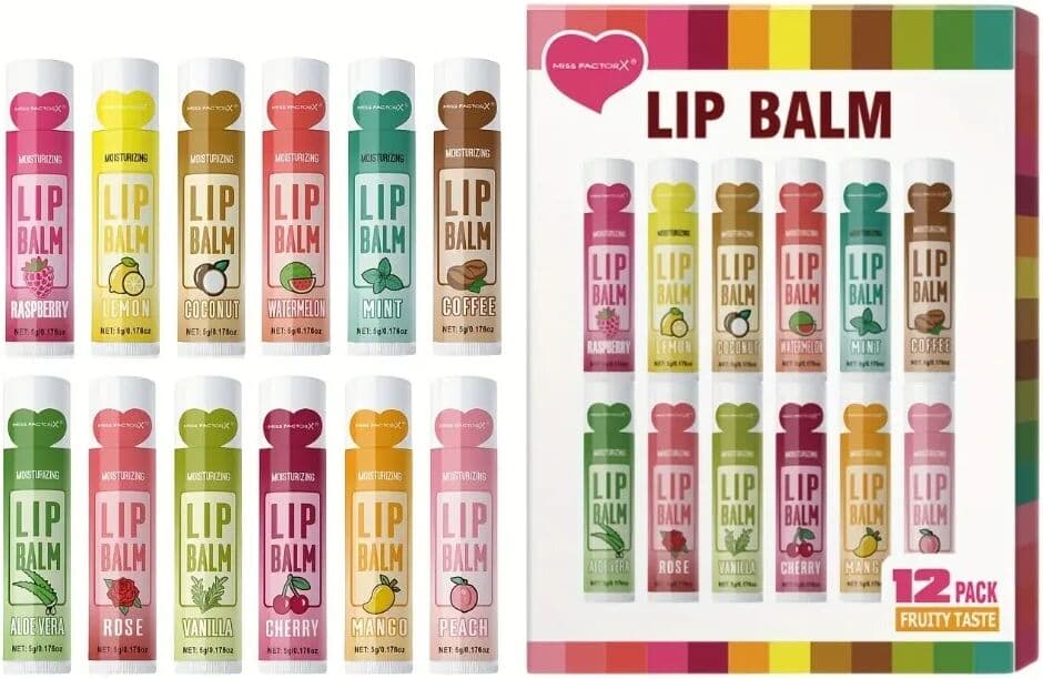 NONE 12 PCS Gift Lip Balm Set 5g: Deep Hydration & Long-Lasting Moisturizing Lip Care for Soft, Smooth Lips Lipbalm