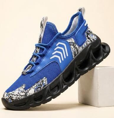 LightInthebox Men's Blue Athletic Sneakers, Breathable Lace-Up Running Shoes with Shock-Absorbing Hollow Sole for Active Men, Running, Gym, Walking and Everyday Sports