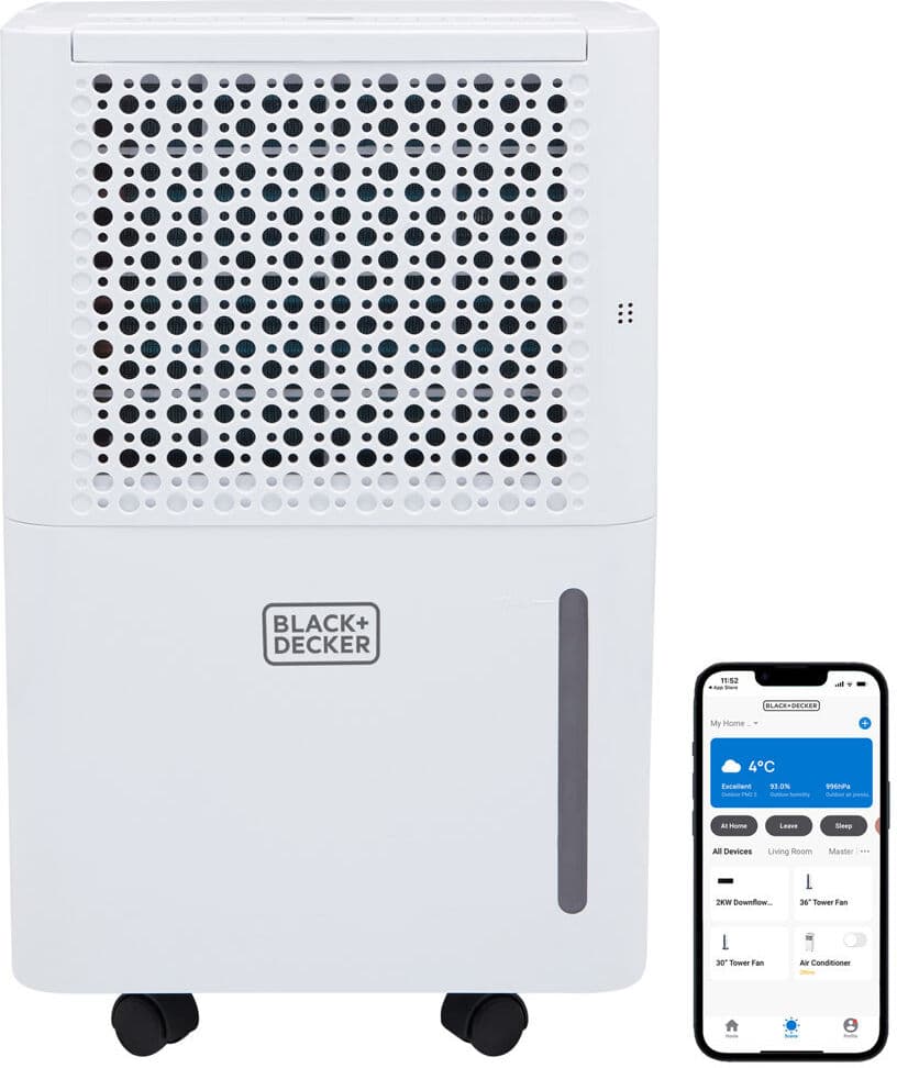 Black and Decker BLACK+DECKER 12L Smart Dehumidifier and Ionizer, 4 Modes, 2.1L Water Tank, White White 40.55cm H X 27cm W X 20.5cm D