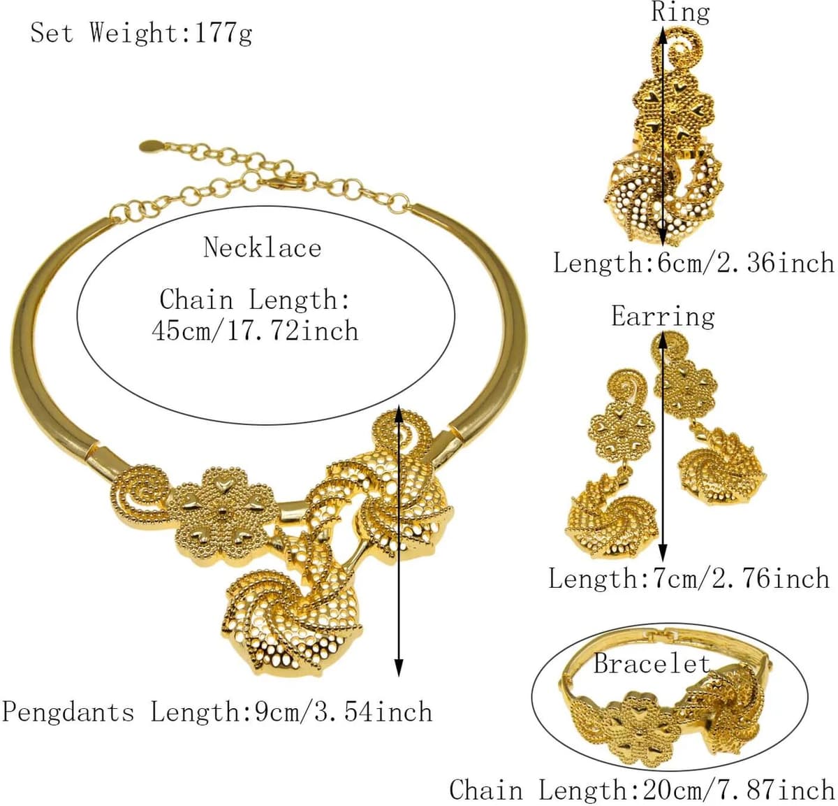 SYHOL Dubai Ladies Gold Color Jewelry Set High-Quality Wedding Banquet Dress Accessories with Necklace Bracelet Earrings Ring Trendy