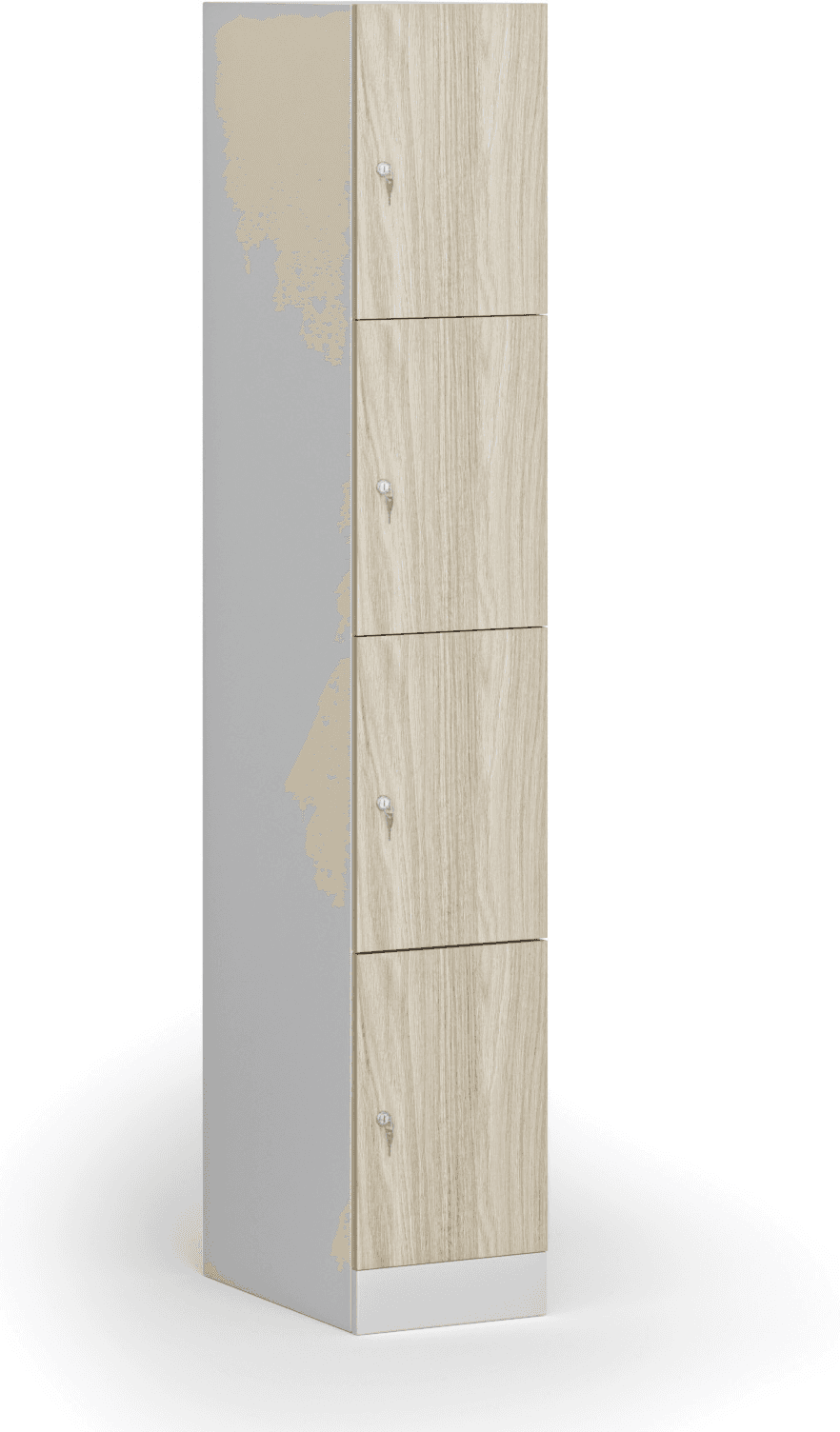 B2B Partner Szafka skrytkowa S1, 4 schowki, 1850 x 300 x 500 mm, zamek cylindryczny, drzwi laminowane, dąb naturalny