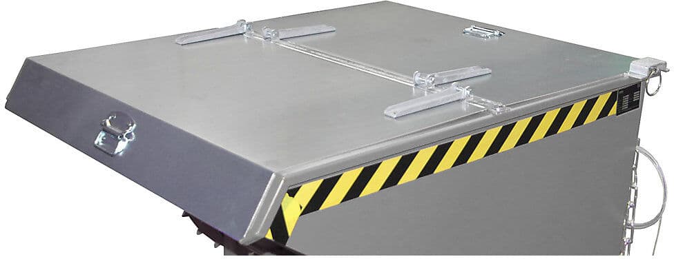 Klappdeckel für Schwerlast-Kippbehälter, mit Volumen 1,2 m³, verzinkt eurokraft pro