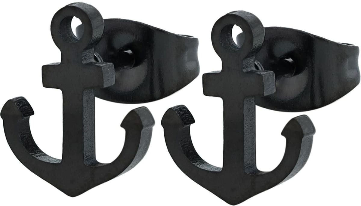 Paar Ohrstecker ADELIA´S "Unisex Ohrringe ¿ Ohrstecker aus Edelstahl", schwarz, Ohrringe, Damen, Edelstahl, Paar Ohrstecker