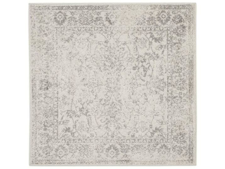 Adirondack Tapis Carré 122 x 122 cm Ivoire & Argent Transitionnel Design Mélange Synthétique Entretien Facile Idéal pour Salon