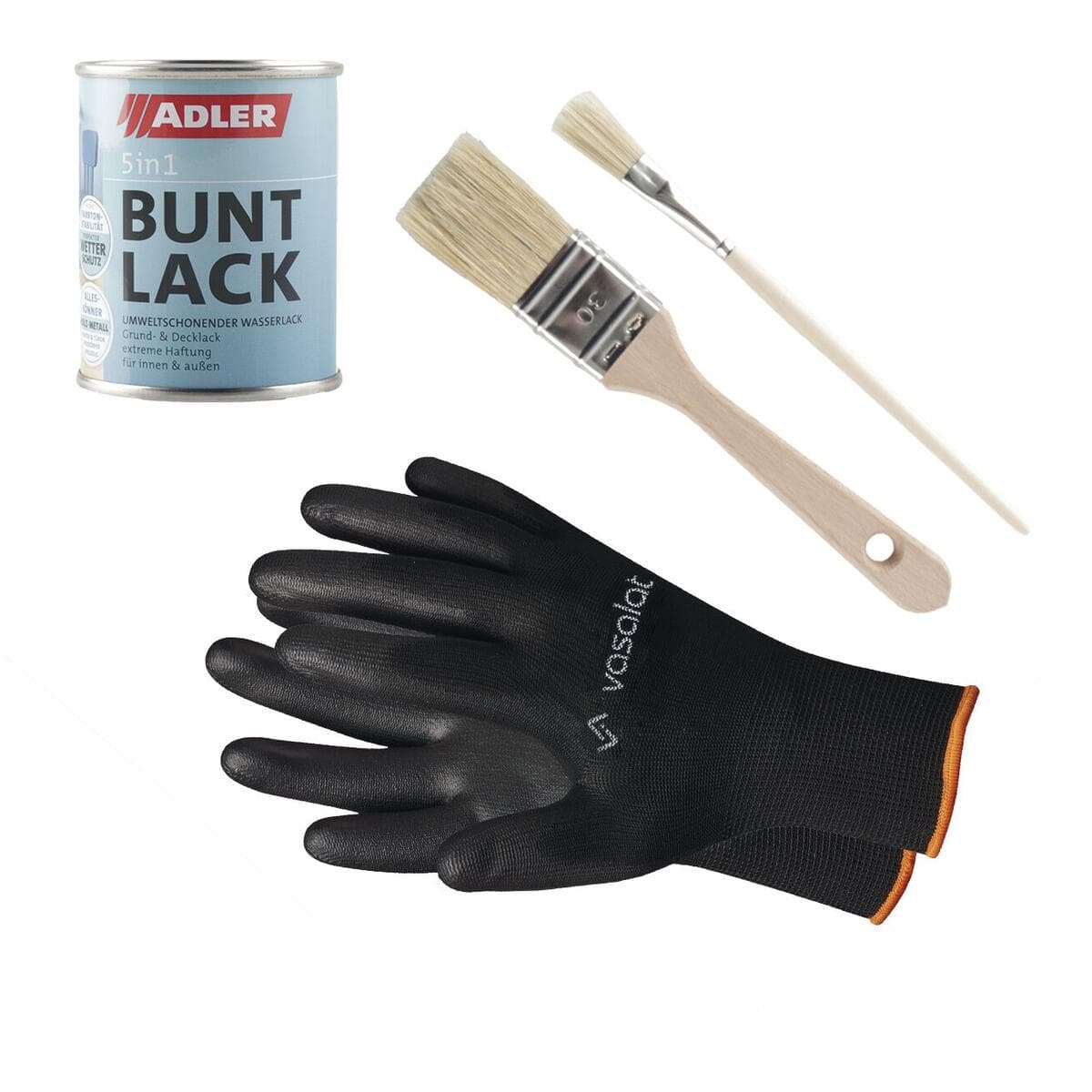 Adler 5in1 Buntlack - Grund- und Decklack + Zubehör RAL9016 verkehrsweiß, 125ml