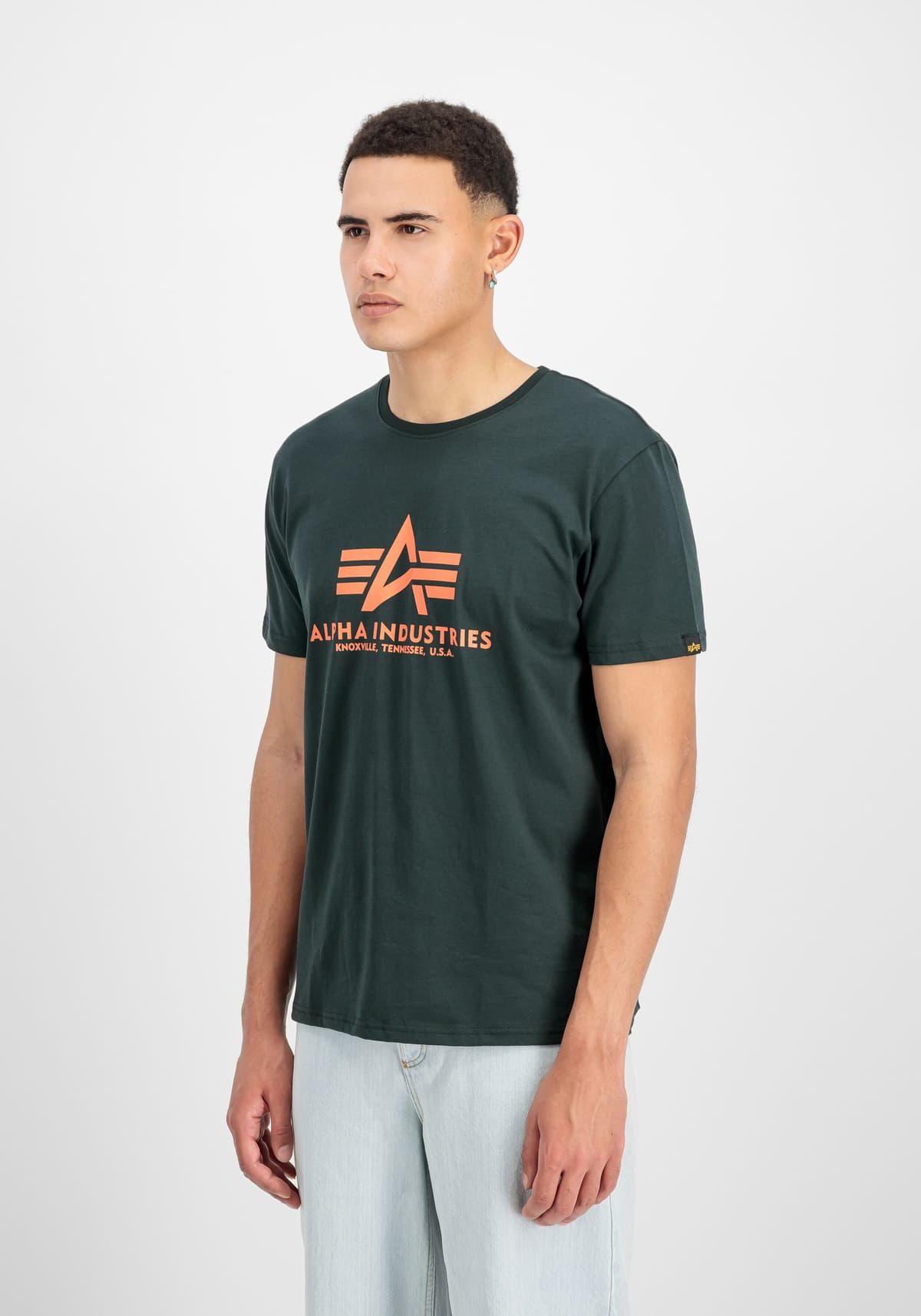 T-Shirt ALPHA INDUSTRIES "Basic T-Shirt", Herren, Gr. 3XL, blau (schwarz petrol), Single Jersey, Obermaterial: 100% Baumwolle, bedruckt, regular fit normal, Rundhals, normaler Saum, Shirts T-Shirt, Baumwolle, regular fit schwarz petrol 3XL