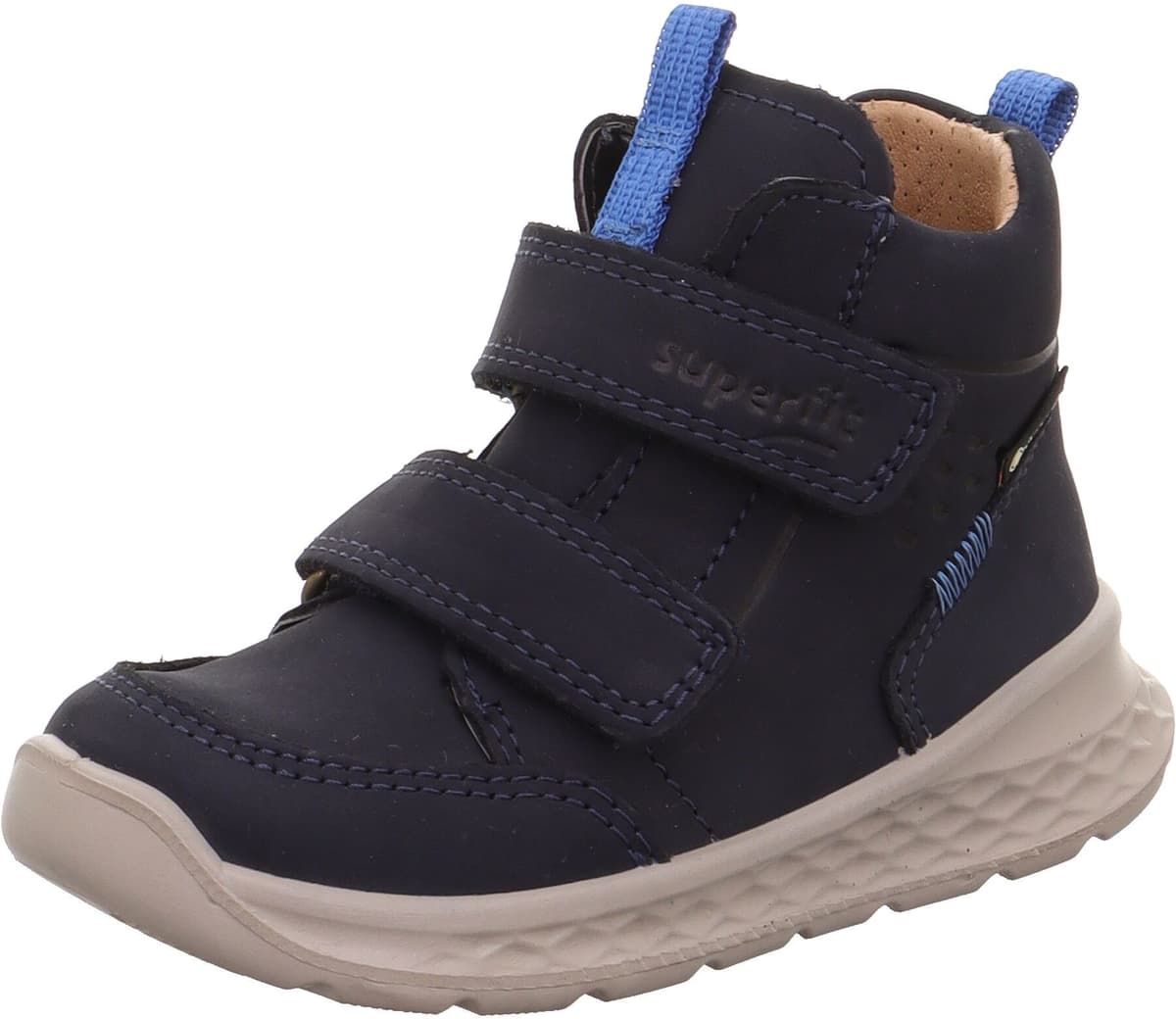 Winterboots SUPERFIT "BREEZE, WMS: mittel", Jungen, Gr. 23, wärmend, blau (dunkelblau), Nubukleder, unifarben, Schuhe Winterboots, Babyschuh, Klettschuh mit GORE-Tex, Grössenschablone zum Download dunkelblau 23, wärmend